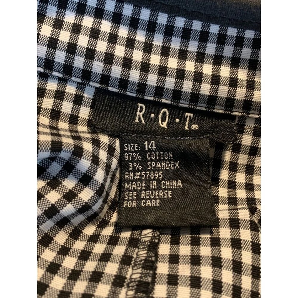14 RQT Women's Black White Gingham Lightweight Jacket Button Up - Picture 8 of 8